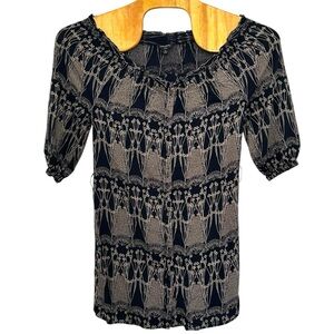 Banana Republic Factory Navy‎ Blue Floral Peasant Button Front Shirt Dress Sz 4P